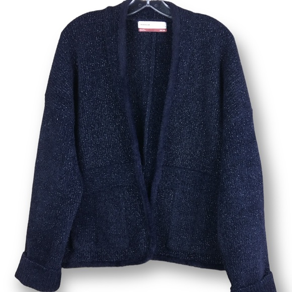 Anthropologie Pilcro Oliver Shine Metallic Cardigan Navy One Size - Picture 3 of 10